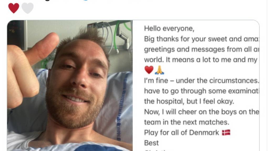 Christian Eriksen erholt sich in einem Spital in Kopenhagen