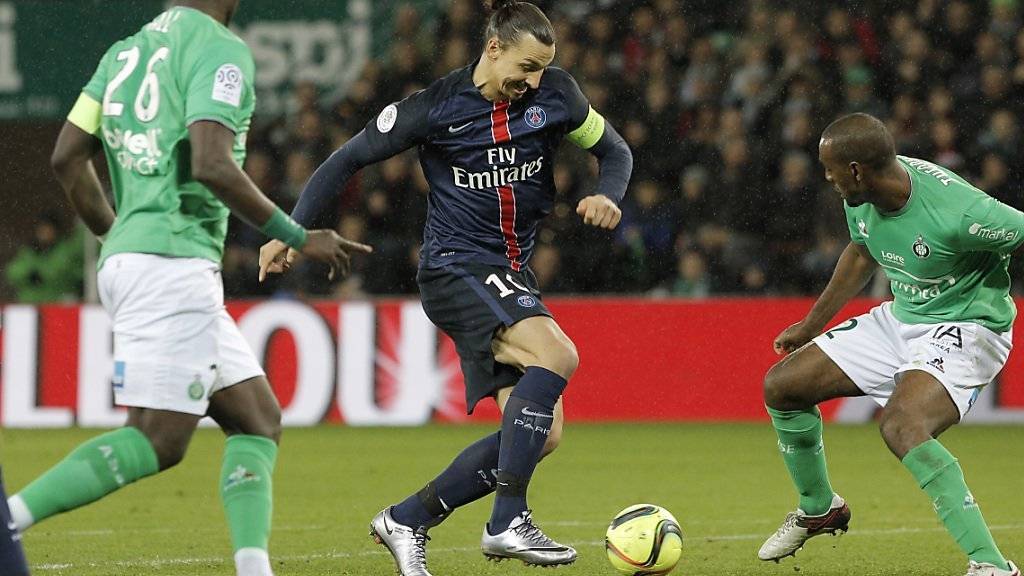 Ibrahimovic (Mitte) führt Seriensieger Paris solo zum 2:0 gegen Saint-Etienne