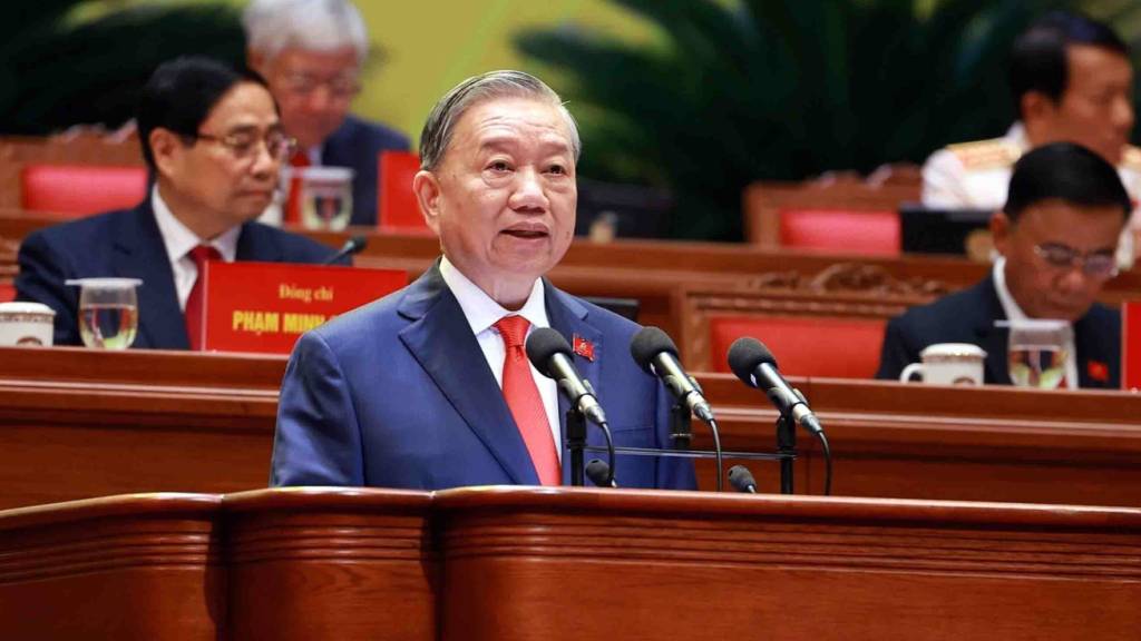 ARCHIV - Vietnams Generalsekretär der Kommunistischen Partei, To Lam, spricht auf dem Nationalkongress. Foto: Bui Cuong Quyet/VNA/dpa