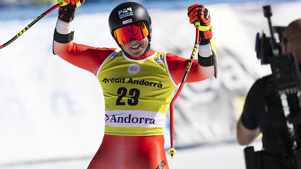 Livio Hiltbrand durfte im März 2023 als Junioren-Weltmeister im Super-G beim Weltcup-Finale in Andorra teilnehmen