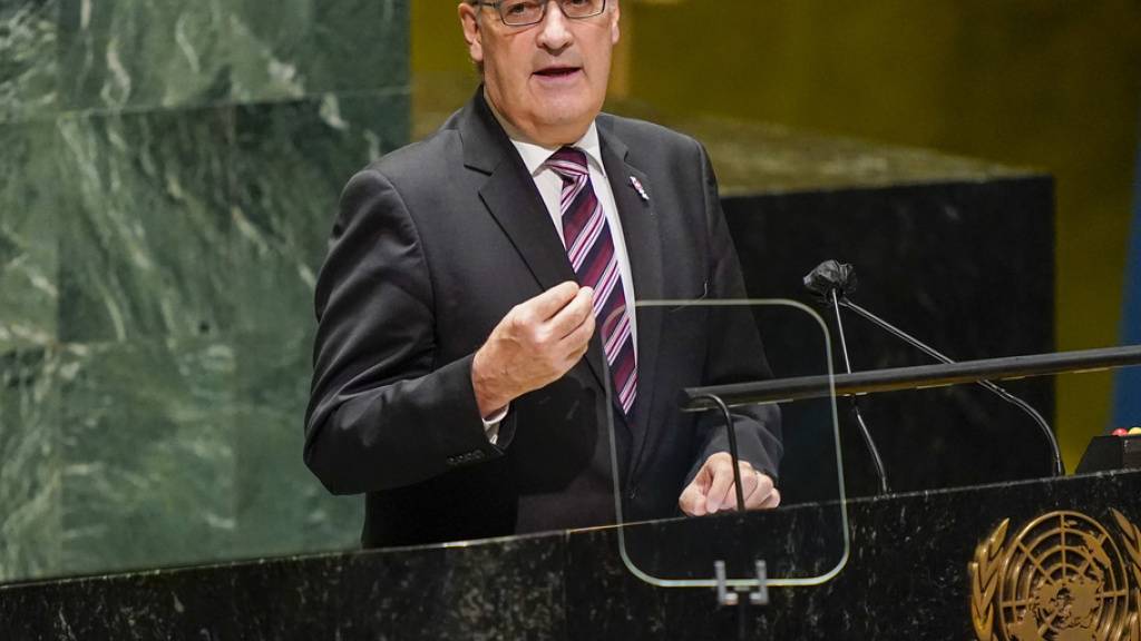 Der Schweizer Bundespräsident Guy Parmelin bei seiner Rede vor der Uno-Generalversammlung in New York.