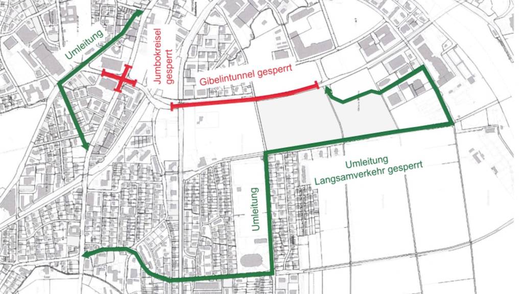 Umleitung Gibelintunnel & Jumbokreisel