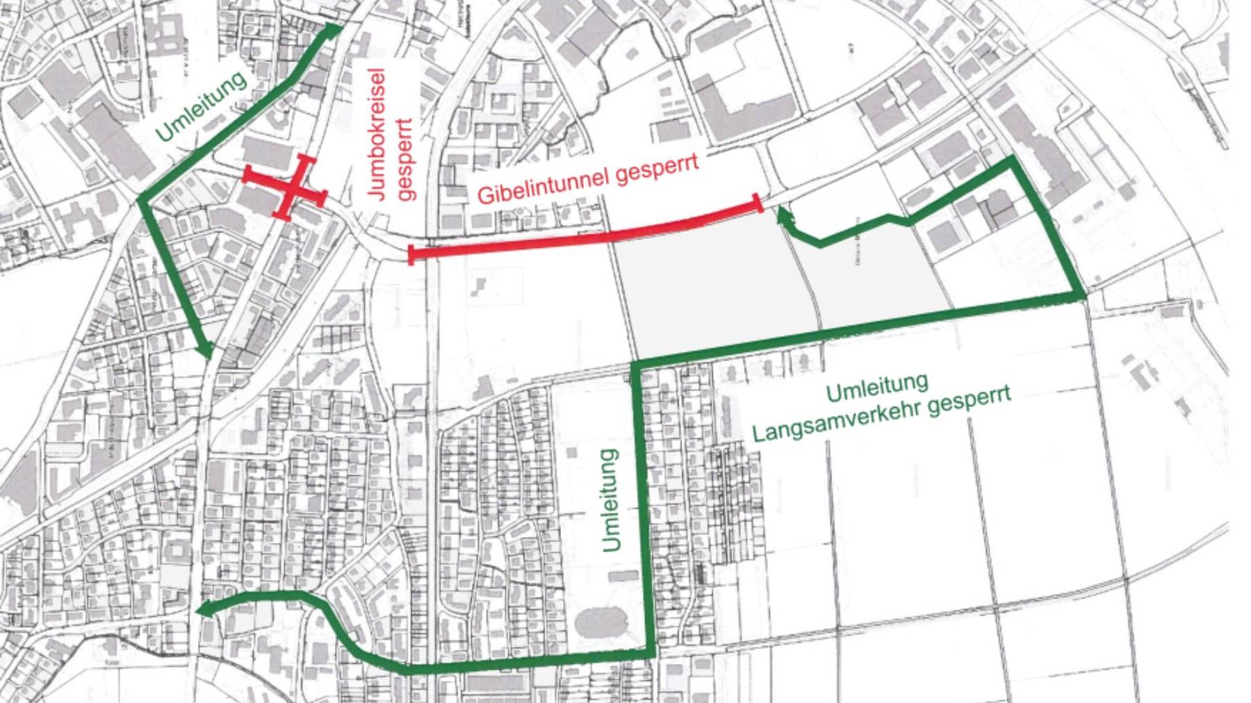 Umleitung Gibelintunnel & Jumbokreisel