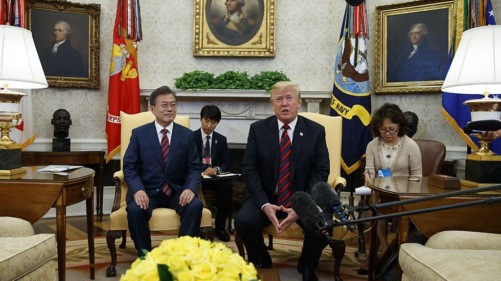 US-Präsident Trump hat seinen südkoreanischen Amtskollegen Moon Jae-In im Oval Office empfangen.