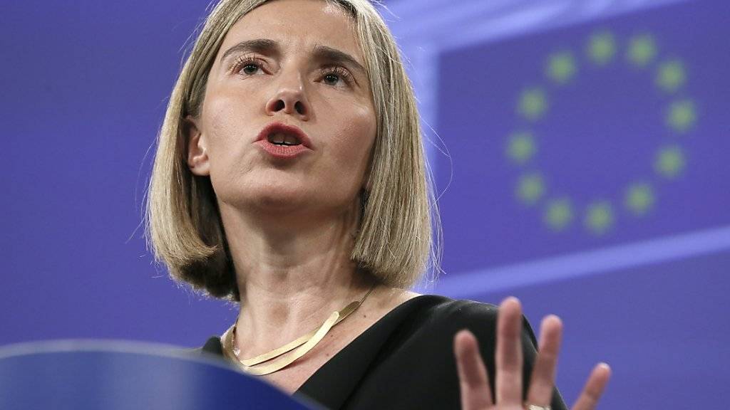 EU-Aussenbeauftragte Federica Mogherini hat am Mittwoch in Brüssel ein neues EU-Massnahmenpaket zur Bekämpfung des Schlepperwesen aus Libyen vorgestellt.