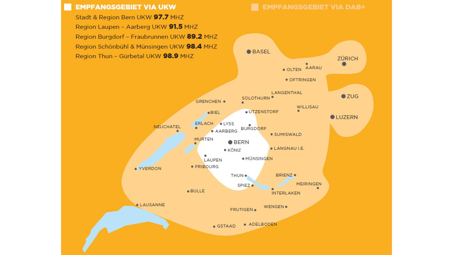 Sendegebiet RADIO BERN1