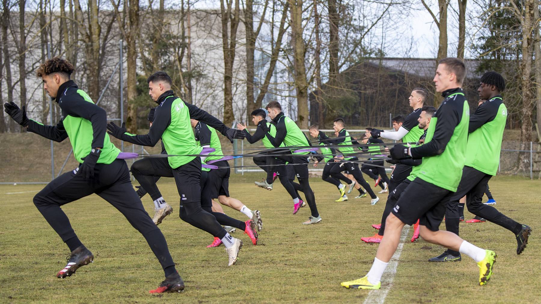 Der FC St.Gallen während eines Trainings im Gründenmoos am 30. Januar 2020.