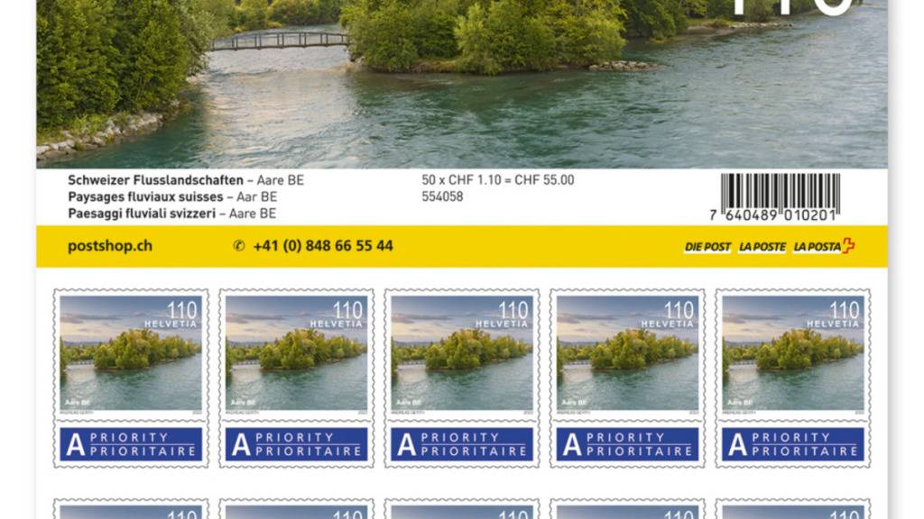 Die neue A-Post-Briefmarke von 2022 für 1,10 Franken.