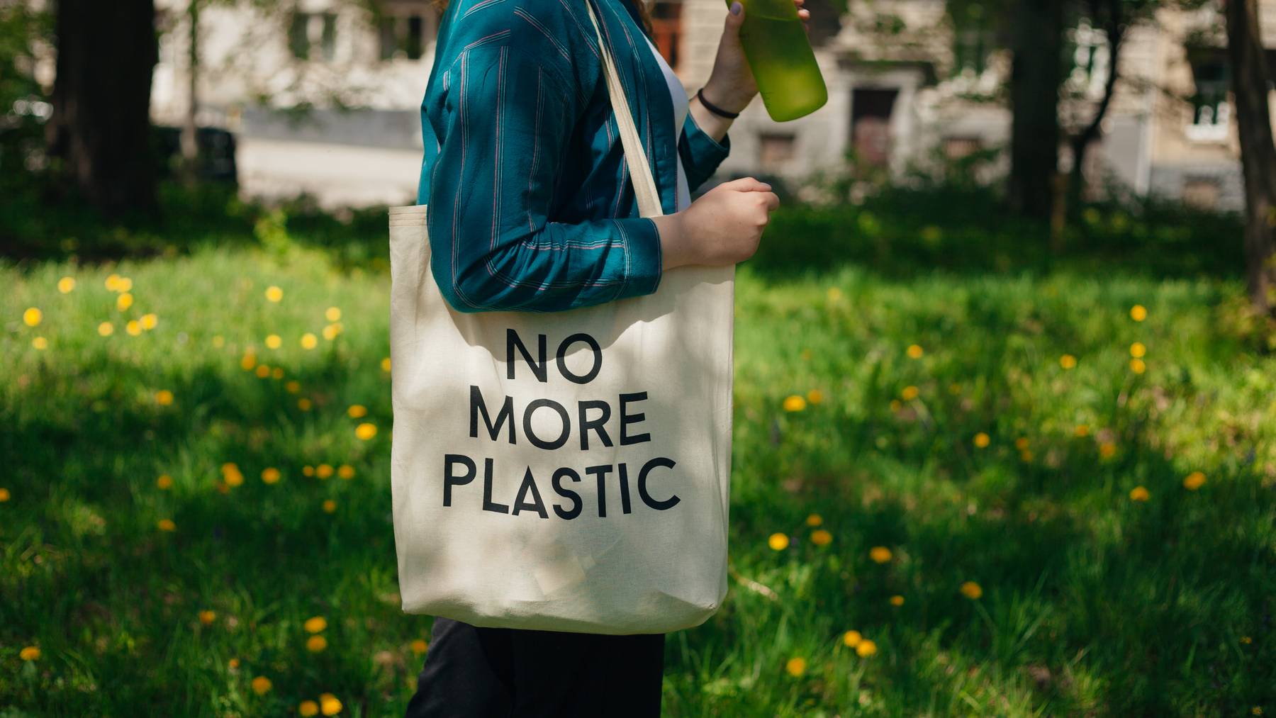 Stofftasche mit Aufschrift «No more Plastic»
