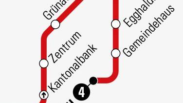 Die Schlaufe führt über das Zentrum, Schwimmbad und Gemeindehaus zum Bahnhof (Bild: Screenshot Linienplan st.gallerbus).