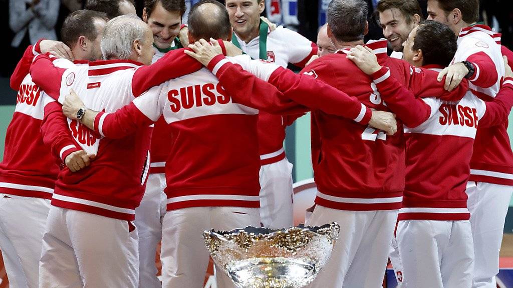 Kann das Schweizer Davis-Cup-Team Mitte September gegen Weissrussland auch so jubeln?