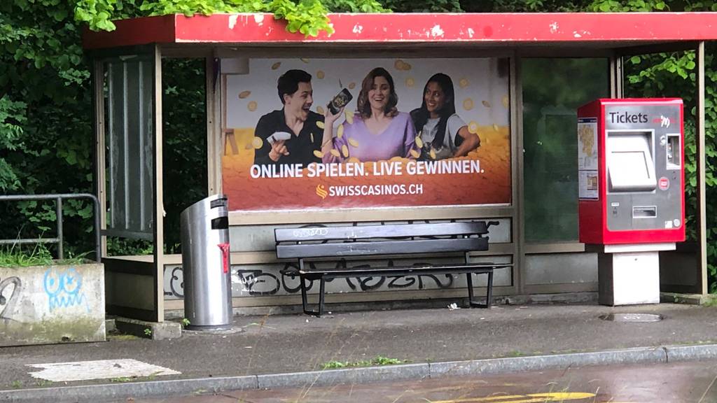 Werbung für ein Online-Casino in Bern.