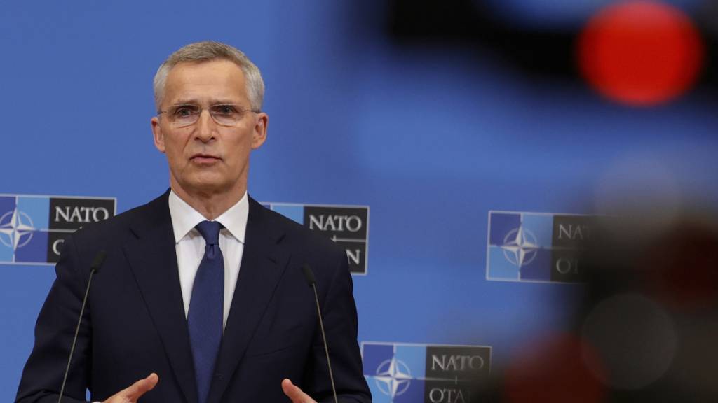 Jens Stoltenberg, Nato-Generalsekretär, spricht während einer Pressekonferenz nach einem Treffen der Nato-Außenminister im Nato-Hauptquartier. Foto: Olivier Matthys/AP/dpa