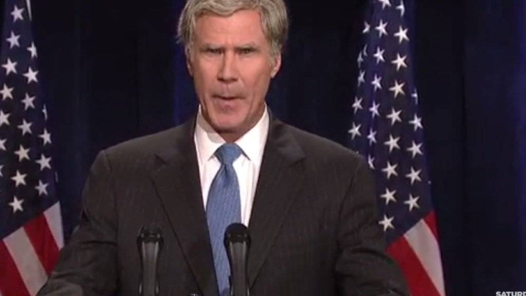 George W. Bush (Will Ferrell) bei der Verkündung seiner Präsidentschaftskandidatur in der Sendung «Saturday Night Live» (Screenshot)