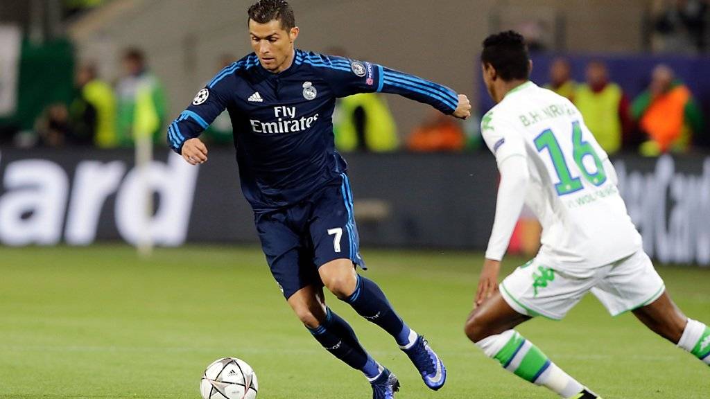 Cristiano Ronaldo (links) und seine Teamkollegen von Real Madrid haben im Viertelfinal-Rückspiel gegen Wolfsburg einen Sturmlauf angekündigt