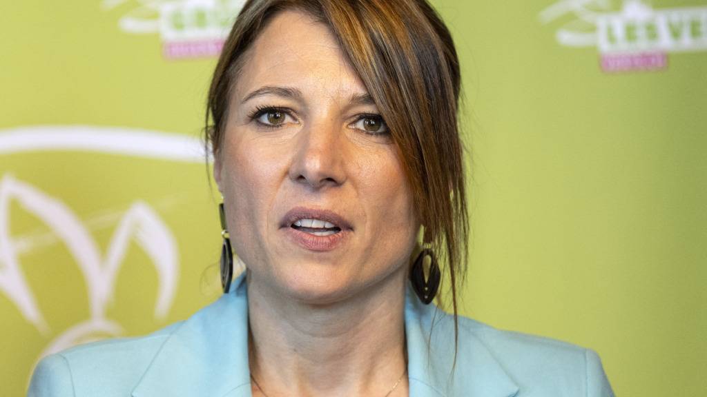 Die Tessiner Nationalrätin Greta Gysin bei ihrem ersten Medienauftritt als neue Fraktionschefin der Grünen.