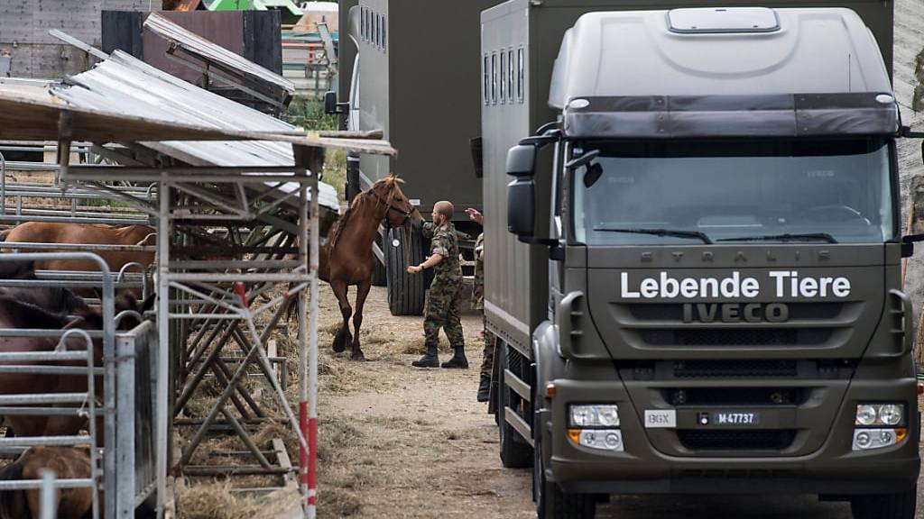 Die Schweizer Armee transportierte am 8. August 2017 die Pferde vom Hof in Hefenhofen ab. (Archivbild)