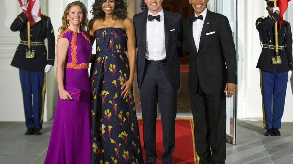 Verbrachten offensichtlich einen lustigen Abend zusammen: Sophie Grègoire-Trudeau, Michelle Obama, Justin Trudeau und Barack Obama (von links) im Weissen Haus