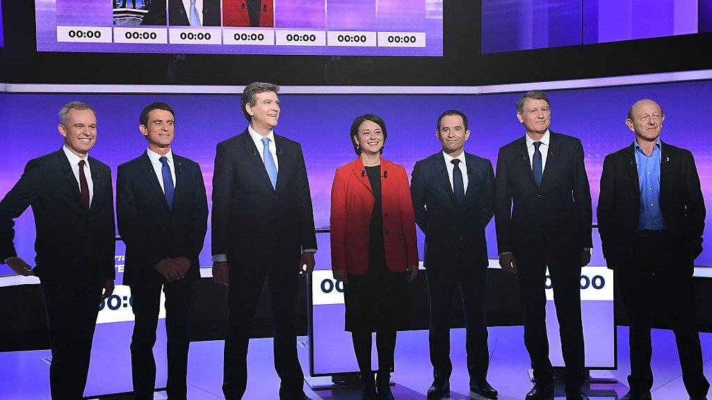 Eine Dame und sechs Herren bewerben sich bei der französischen Linken um die Präsidentschaftskandidatur. Am Donnerstagabend debattierten die Anwärter.