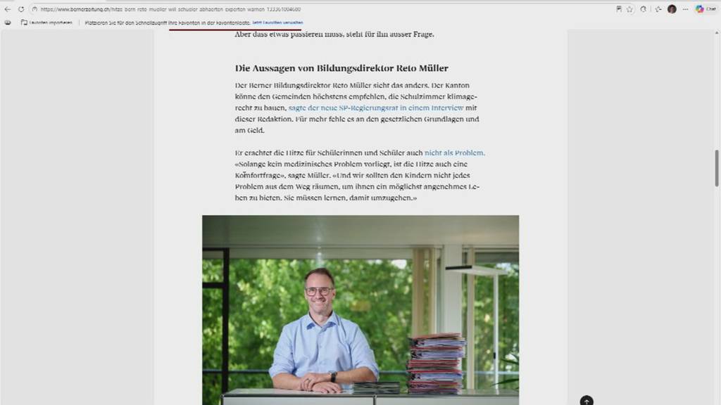 Heisse Schulzimmer sorgen für Diskussionen
