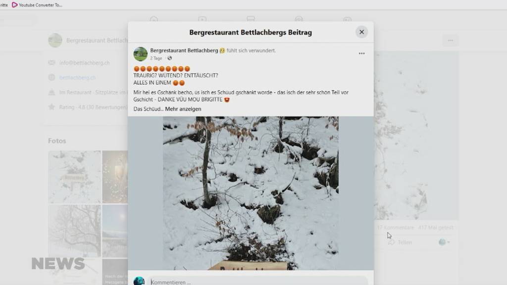 Schilderklau: Wegweiser von Bergrestaurant Bettlachberg einfach weggeschmissen