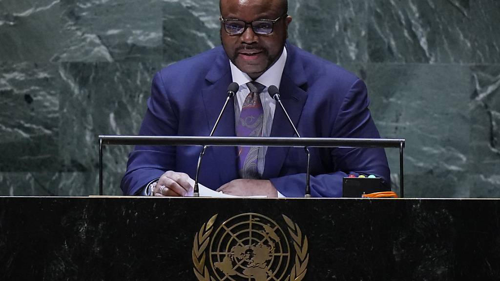 König Mswati III. von Eswatini spricht auf der 78. Sitzung der Generalversammlung der Vereinten Nationen. Foto: Frank Franklin II/AP