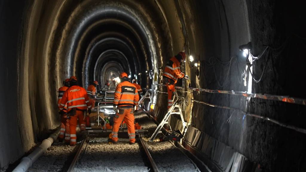 So sieht die Baustelle im fast fertig sanierten Weissensteintunnel aus