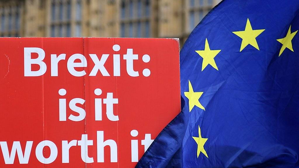Heftige Kritik am neuen Brexit-Kurs von Premierministerin Theresa May drinnen und draussen: Protest von Brexit-Gegnern vor dem britischen Parlament in London.