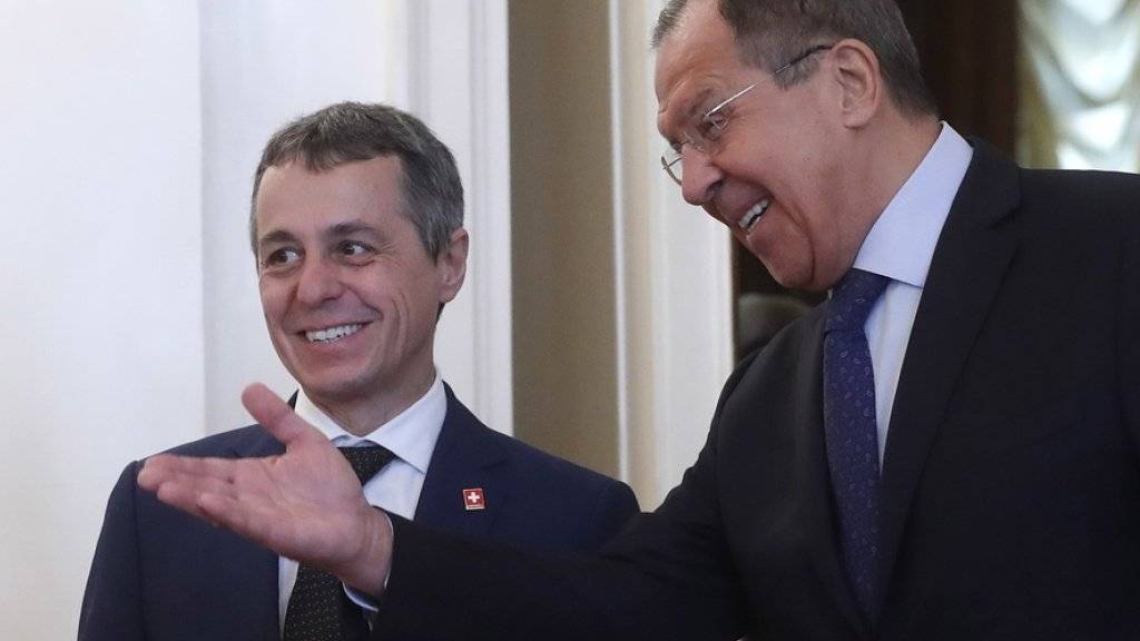 Bundesrat Ignazio Cassis (l.) und der russische Aussenminister Sergei Lawrow am Mittwoch in Moskau.
