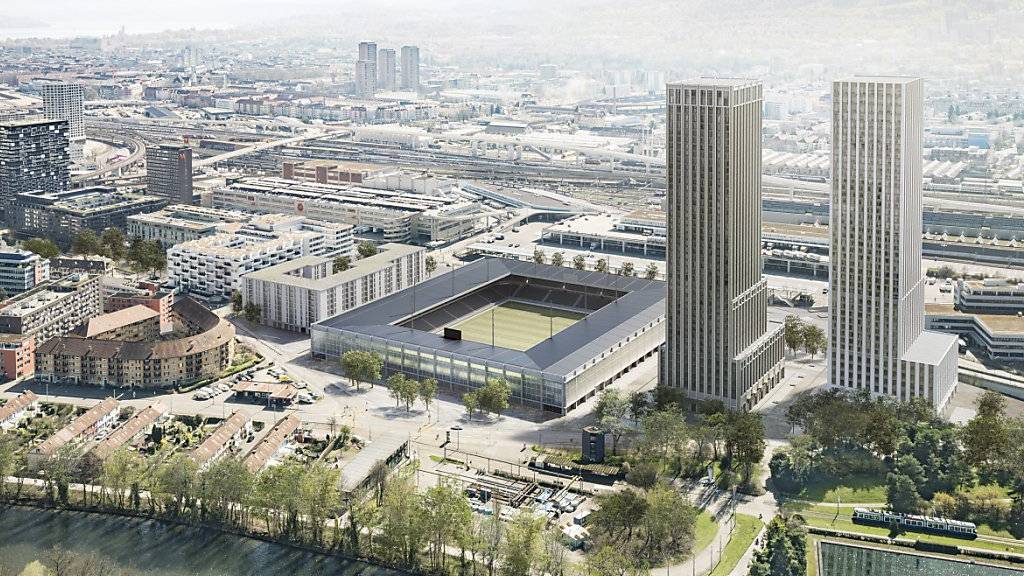 So könnte das zukünftige Fussballstadion auf dem Hardturm-Areal in Zürich aussehen. Am 25. November entscheiden die Stadtzürcher darüber an der Urne.
