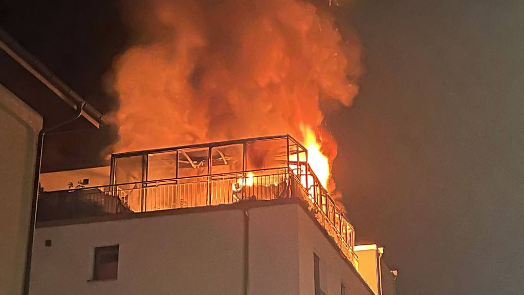 In einer Dachwohnung in Hitzkirch brach in der Nacht auf Donnerstag ein Feuer aus.