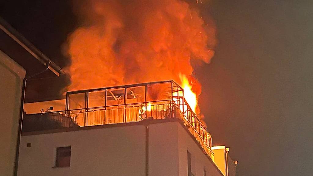 In einer Dachwohnung in Hitzkirch brach in der Nacht auf Donnerstag ein Feuer aus.