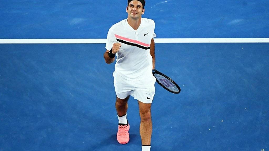 Roger Federer steht am Australian Open in Melbourne zum 16. Mal in den Achtelfinals