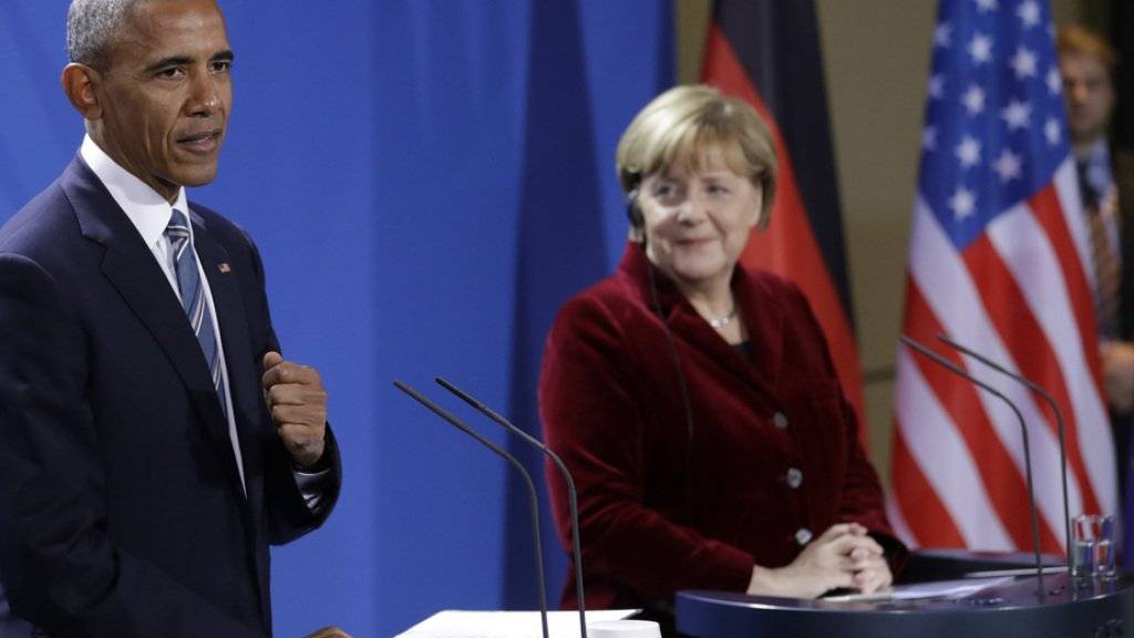 Barack Obama und Angela Merkel am Donnerstag vor den Medien in Berlin.