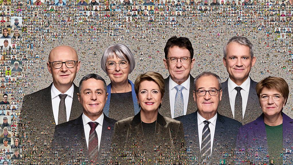 Das neue Bundesratsfoto zeigt die Landesregierung und den Bundeskanzler mit über 1000 Menschen aus der ganzen Schweiz.