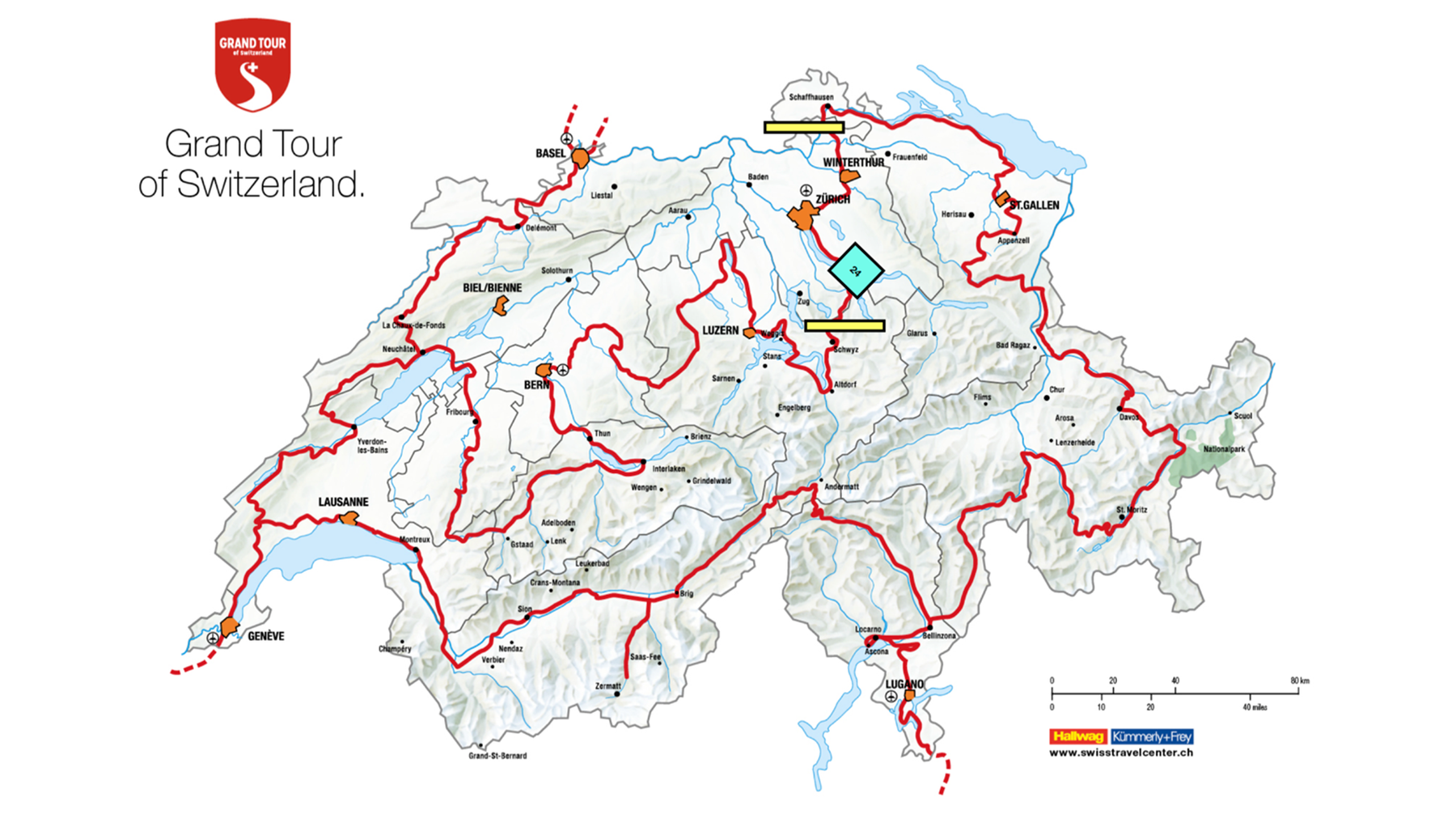 Karte der Grand Tour of Switzerland