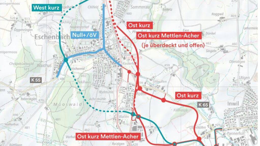 Für die Gemeinden Inwil und Eschenbach hat der Kanton Luzern sechs Verkehrsentlastungsvarianten geprüft.