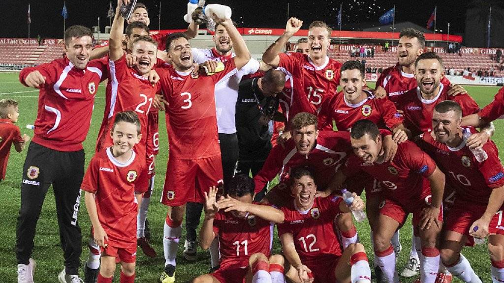 Die Spieler von Gibraltar hatten zum Auftakt der EM-Qualifikation gegen Irland beinahe Grund zum Feiern
