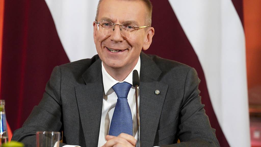 ARCHIV - Edgars Rinkevics, neugewählter Präsident von Lettland, spricht zu den Medien. Foto: Roman Koksarov/AP/dpa