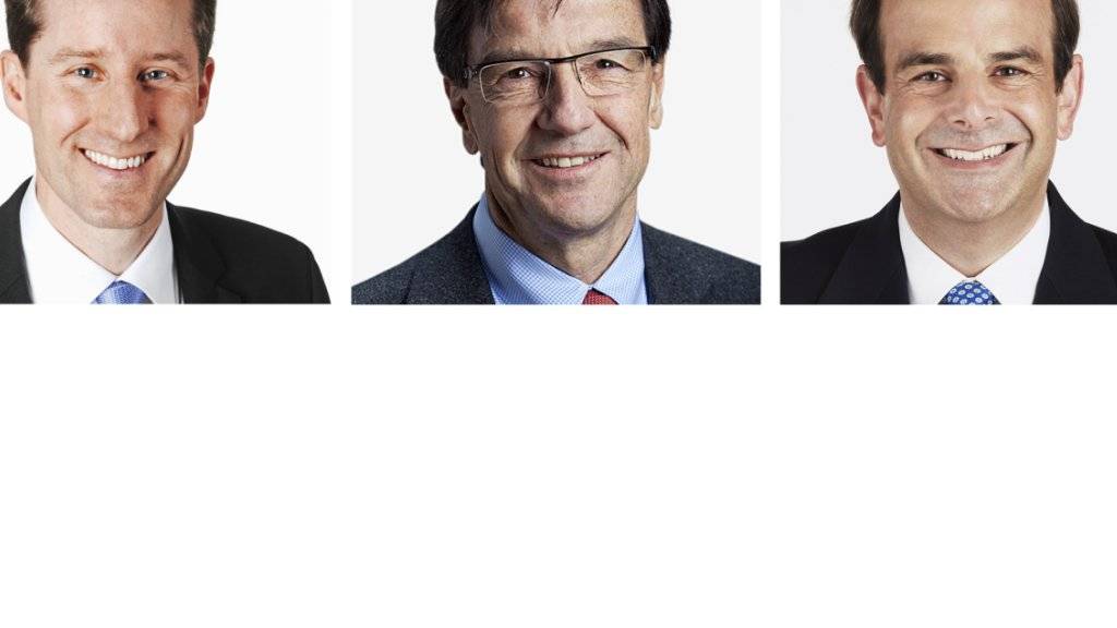 Die drei wiedergewählten Zuger Nationalräte, von links: Thomas Aeschi (SVP), Bruno Pezzatti (FDP) und Gerhard Pfister (CVP).
