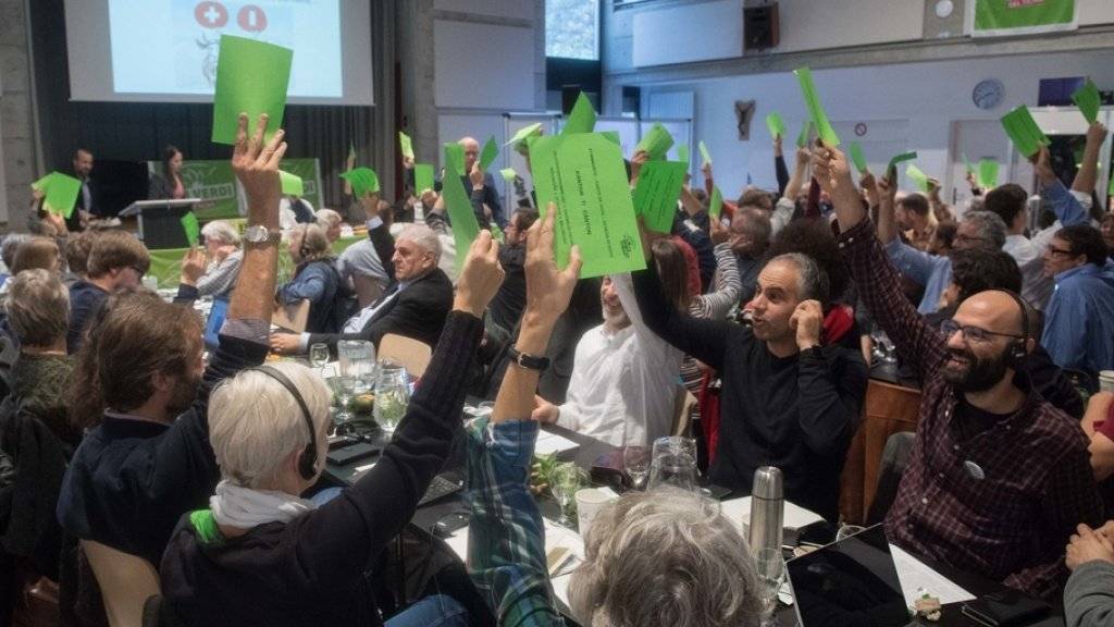 Die Grünen lehnen die Selbstbestimmungsinitiative der SVP und das Gesetz zur Überwachung von Sozialversicherten ab. Am Samstag fassten die Delegierten in Bellinzona einstimmig die Nein-Parole zu beiden Vorlagen. Diese würden zentrale Grundwerte der Schweiz aushebeln.