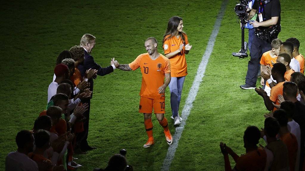 Wesley Sneijder erhielt im Spetember 2018 in Amsterdam einen würdigen Abschied aus der Nationalmannschaft