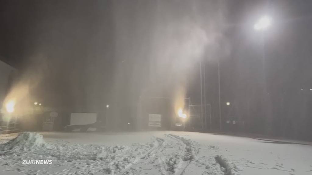 Schneekanonen mitten in Wölflinswil