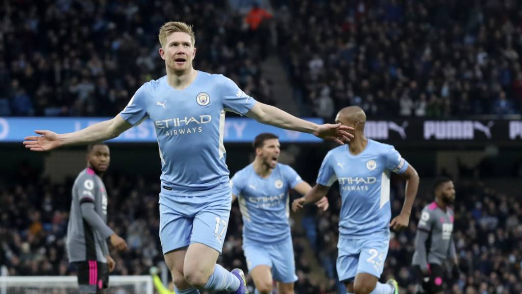 Kevin De Bruyne brachte Manchester City gegen Leicester City in Führung und eröffnet damit den Tor-Reigen.