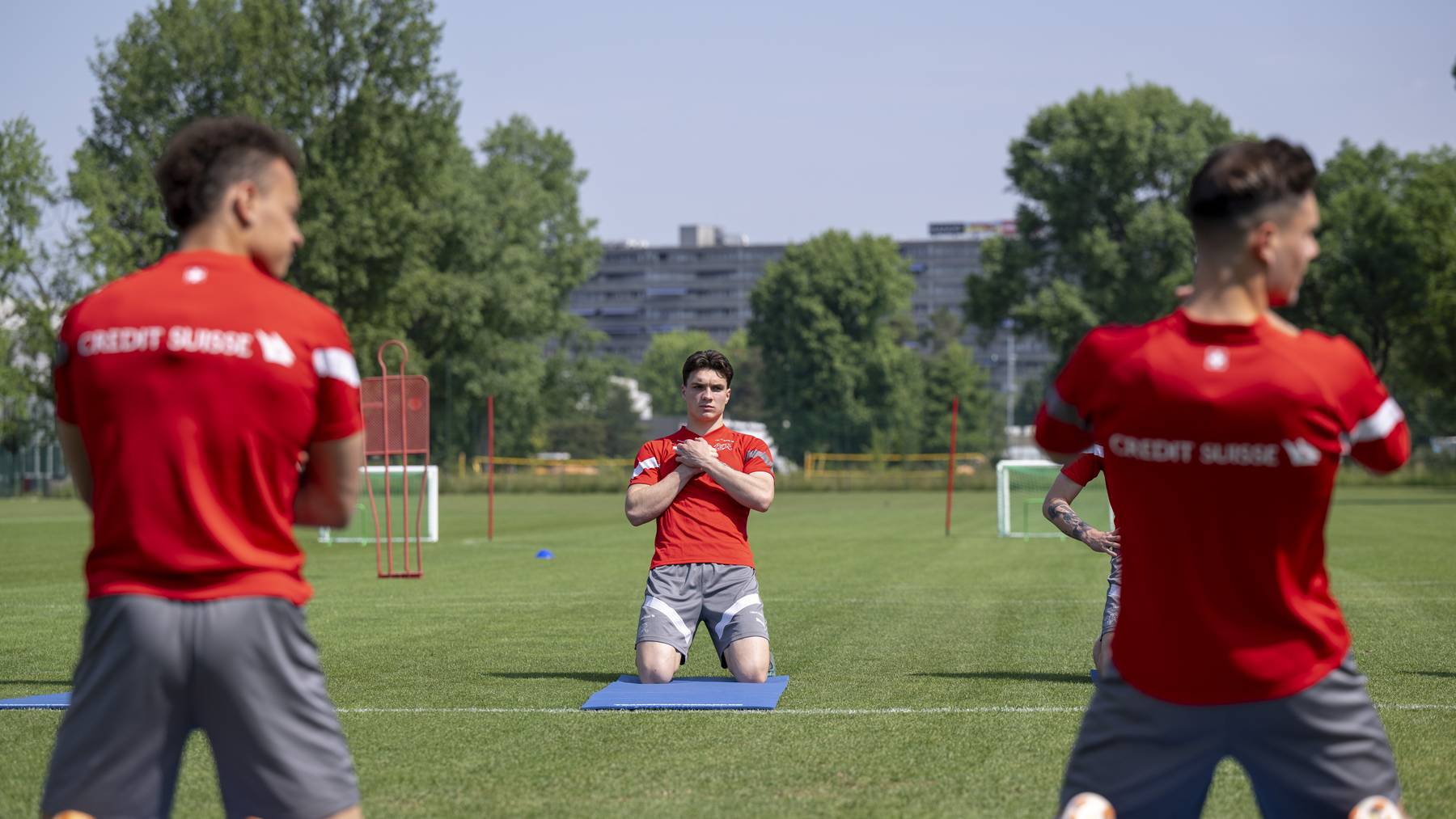 Severin Ottiger beim Training der Schweizer U21 Fussballnationalmannschaft in Basel, am Donnerstag, 8. Juni 2023. Die U21 absolviert das Pre-Camp vor der UEFA U21 Fussball-Europameisterschaft.