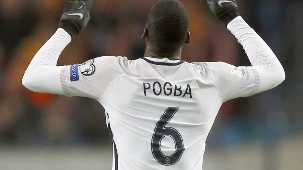 Paul Pogba jubelt nach seinem 1:0-Siegtor für Frankreich in den Niederlanden