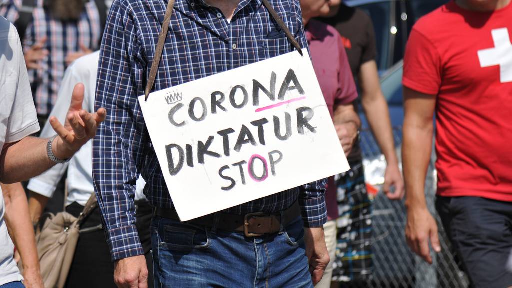 Teilnehmer einer Anti-Corona-Demo in Flüelen. Der Verein «Freunde der Verfassung» lanciert das Referendum gegen das Covid-19-Gesetz.