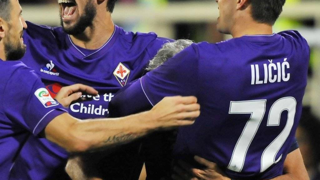 Jubel der Fiorentina-Spieler nach der 1:0-Führung durch Josip Ilicic.