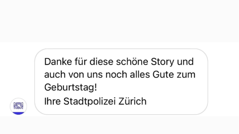 Reaktion der Stadtpolizei Zürich auf den Insta-Post zur «Geburtstagsbusse».