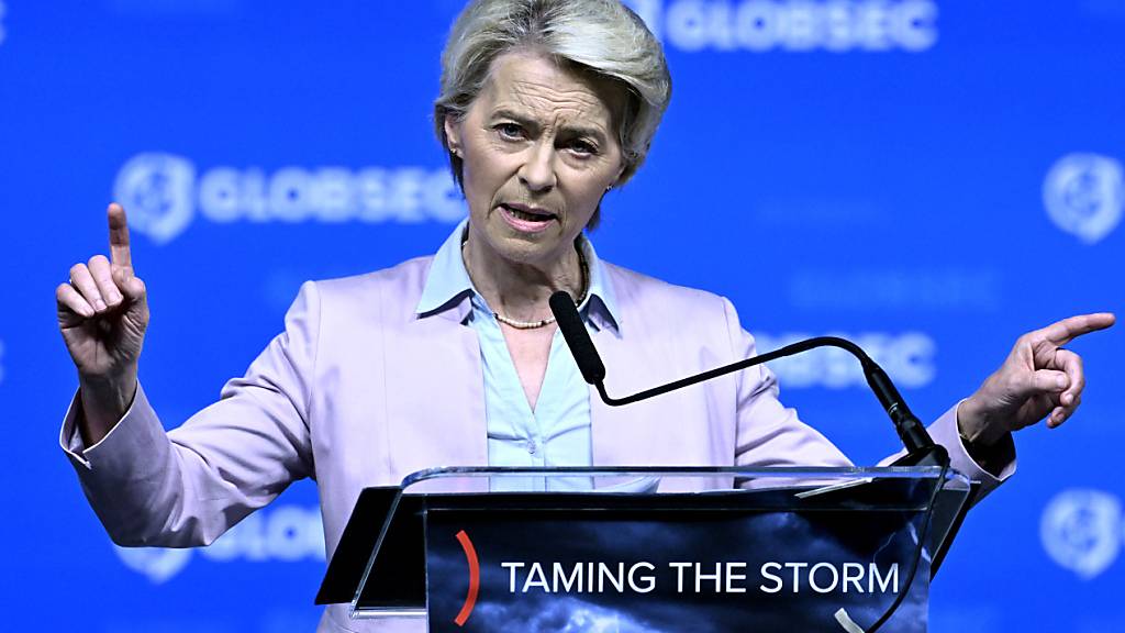 Ursula von der Leyen auf der Globesec-Sicherheitskonferenz in Prag. Foto: ?ulová Kateøina/CTK/dpa